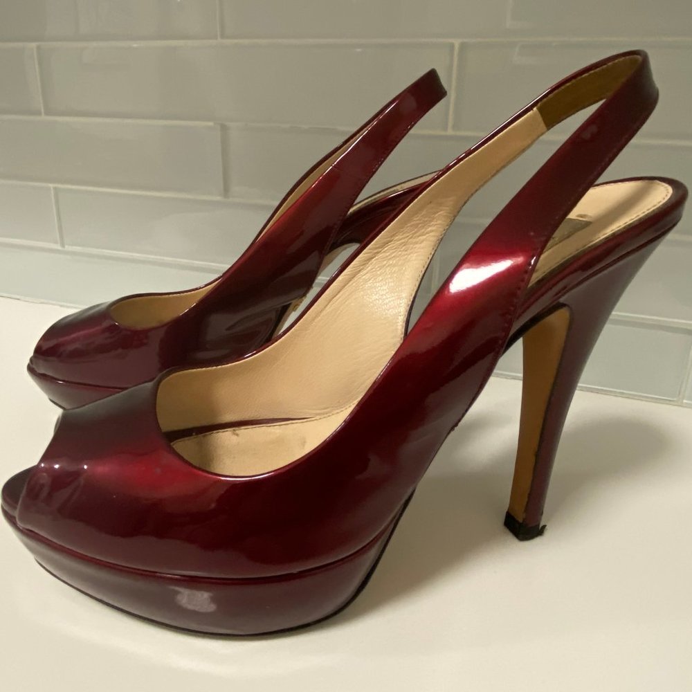 Prada Patent Leather Platform Slingbacks 37.5 EUC!